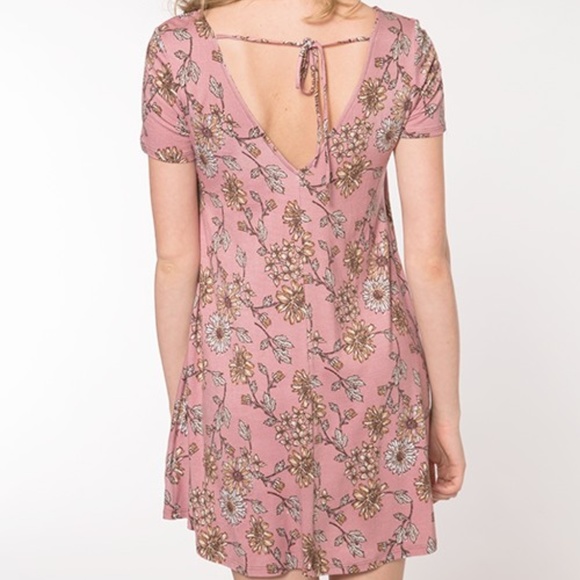 ☺ Boho Floral Print Lattice Cut Out Swing Dress - Picture 3 of 5